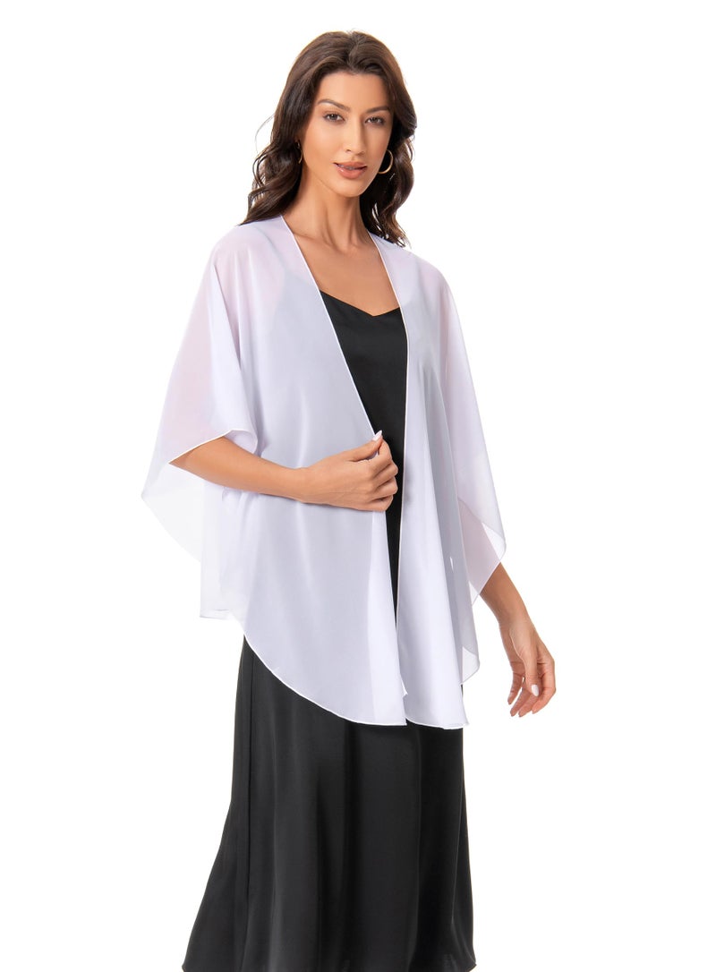 Hotshawl Womens Chiffon Shawls and Wraps, Wedding Party Shawl Scarf for Evening Dresses (White) - Image 1